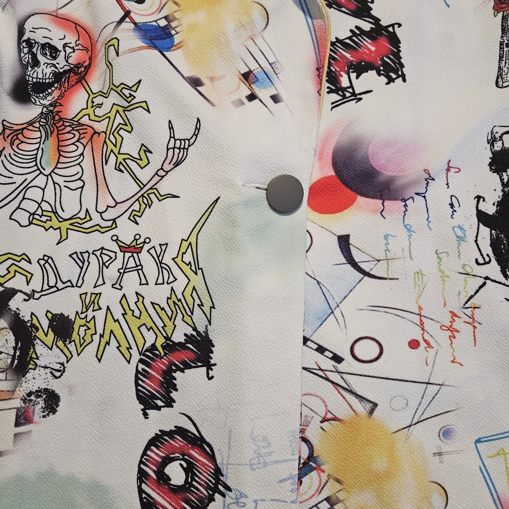 NEW SHEIN Abstract White Blazer Size XS Avant Garde Streetwear Maximalism - Picture 3 of 7